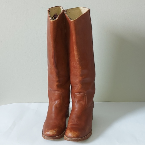 Frye Shoes - Vintage FRYE Campus Leather Boots Riding Tall Western Chunky Heels Size 8.5B